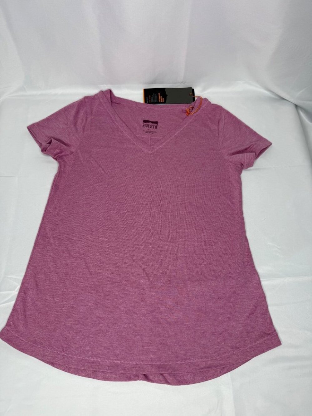 Orvis Womens Heathered Purple V-Neck Short Sleeve T-Shirt Size Small New